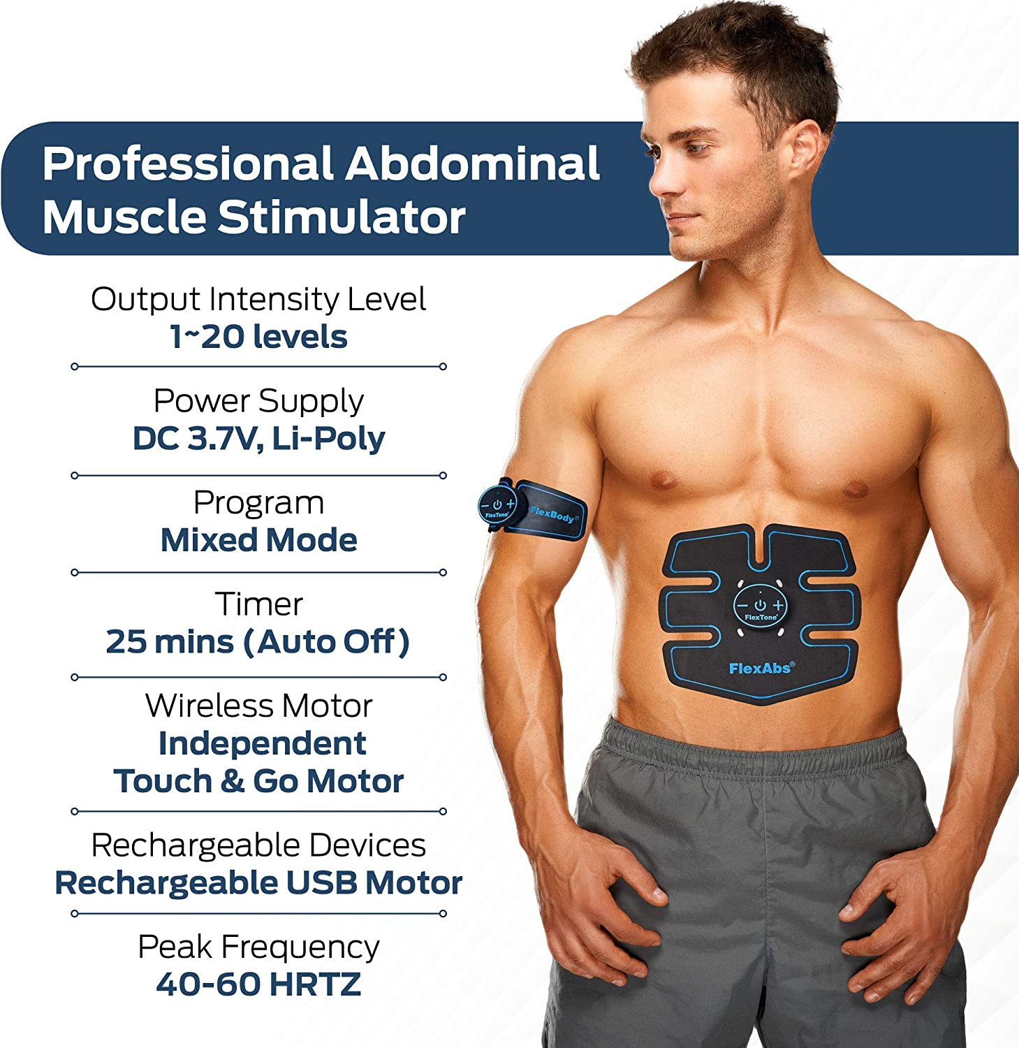 Abs Stimulator Muscle Toner - FDA Cleared | Rechargeable Wireless EMS Massager | The Ultimate Electronic Power Abs Trainer for Men Women Bodybuilders | Abdominal, Arm Leg Training Abs Stimulator Muscle Toner - FDA Cleared | Rechargeable Wireless EMS Massager | The Ultimate Electronic Power Abs Trainer for Men Women Bodybuilders | Abdominal, Arm Leg Training