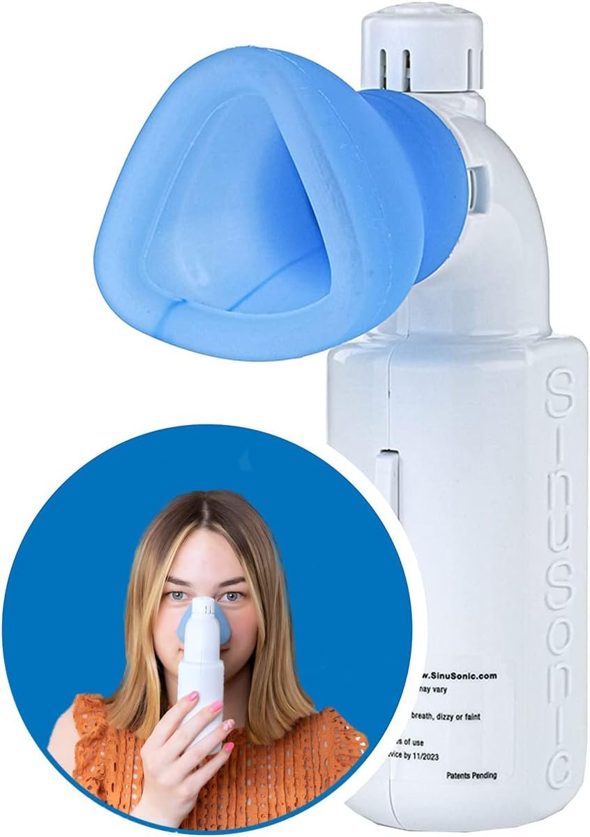 SinuSonic Nasal Congestion Relief Device, 6-Month Life Cycle — Clinically Proven for Sinus Pressure Relief with Acoustic Vibration  Light Pressure — Nasal Decongestant for Allergies  Stuffy Nose