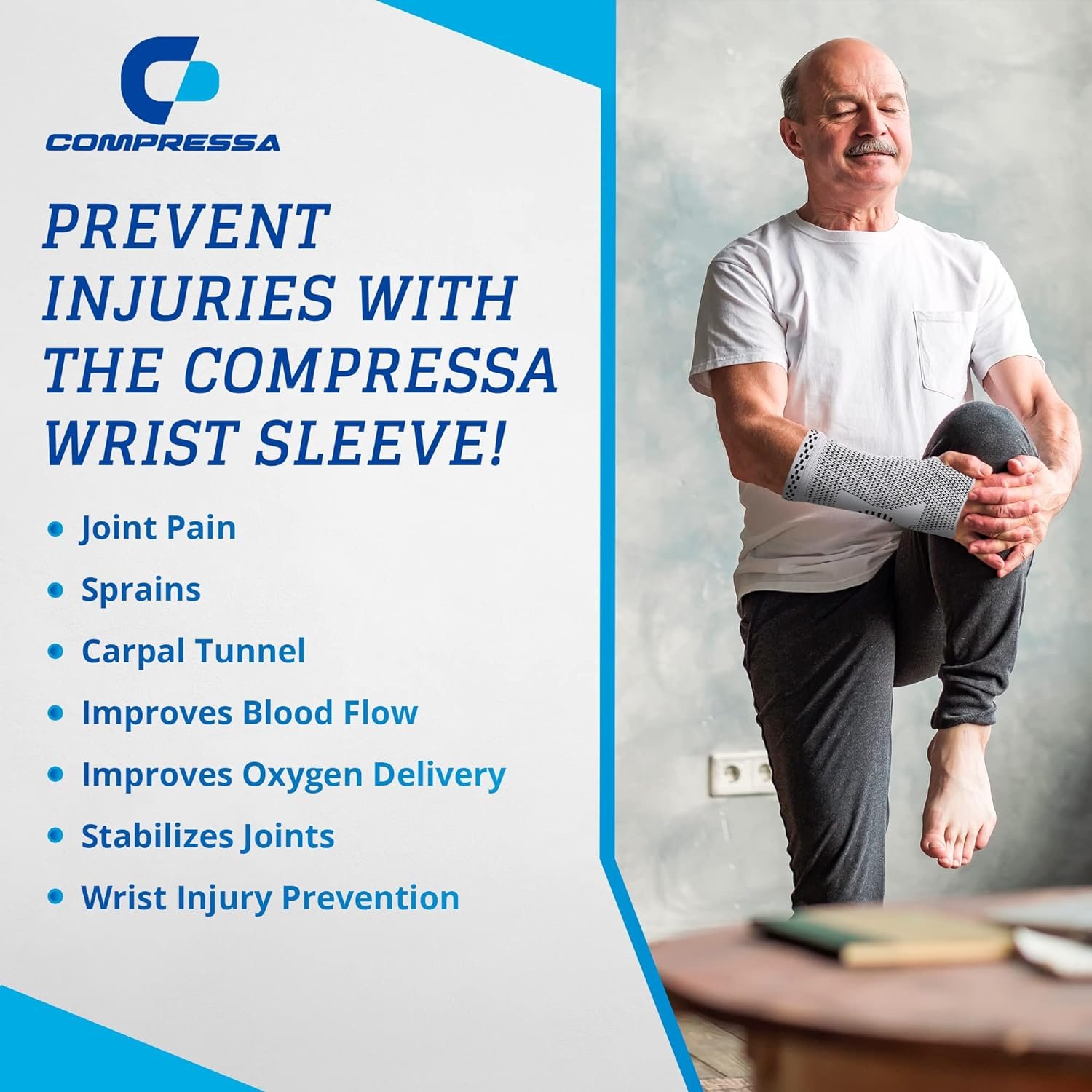 Compressa Knee Compression Sleeve For Women  Men, Braces for Knee Pain - Premium Non-Slip Support For Knee Joint Pain, Muscle Recovery, Arthritis Relief, Injury Recovery and More - Knee Sleeves For Weightlifting, Volleyball, Basketball and more