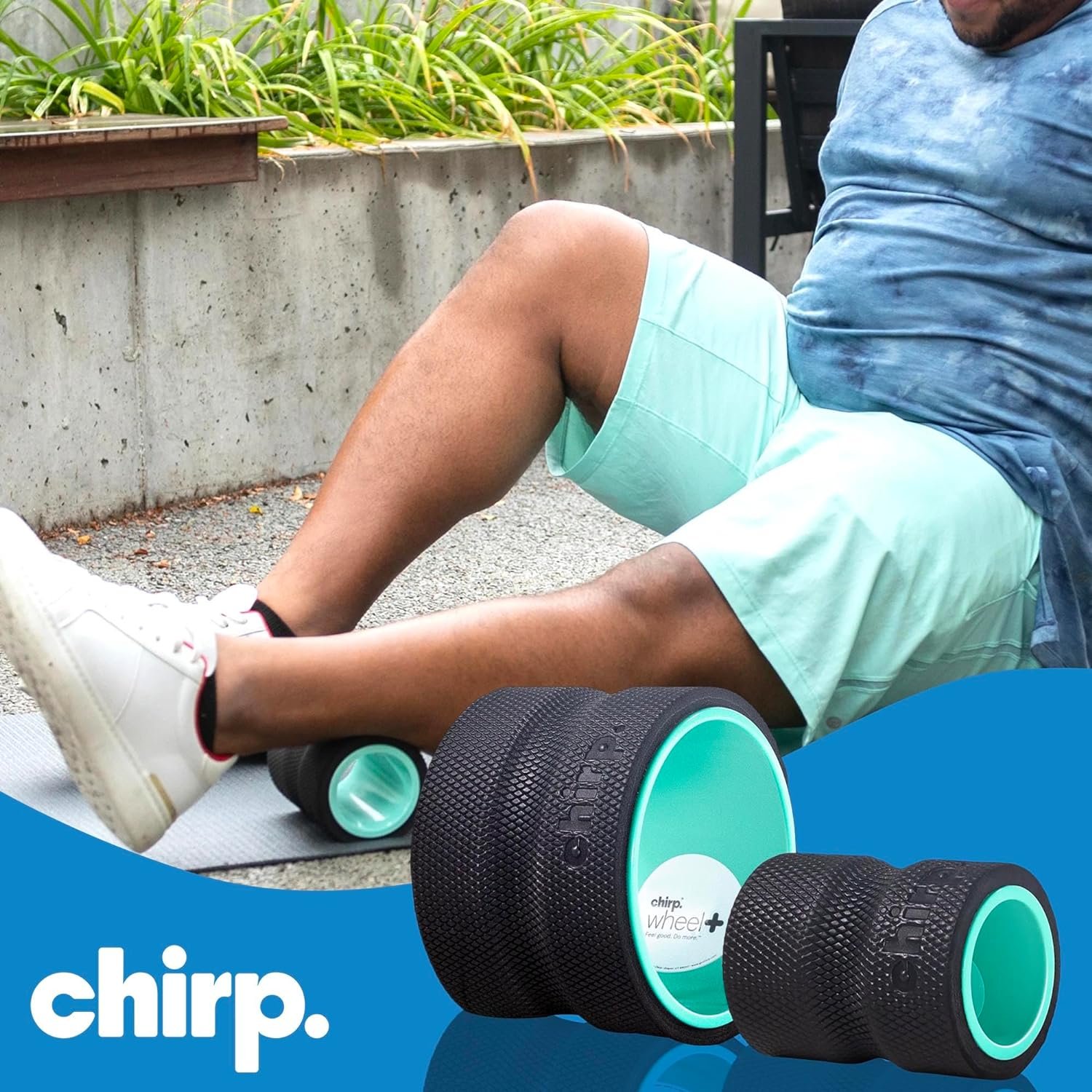 Chirp Wheel Foam Roller - Targeted Muscle Roller for Deep Tissue Massage, Back Stretcher with Foam Padding