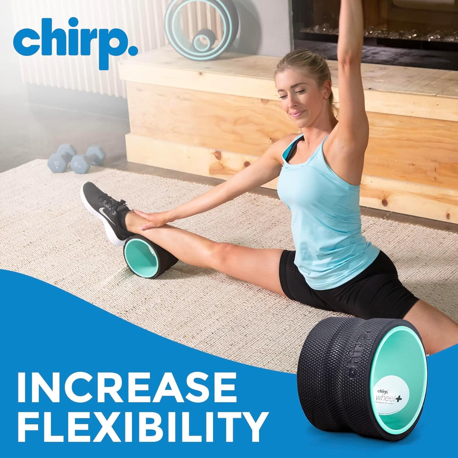 Chirp Wheel Foam Roller - Targeted Muscle Roller for Deep Tissue Massage, Back Stretcher with Foam Padding