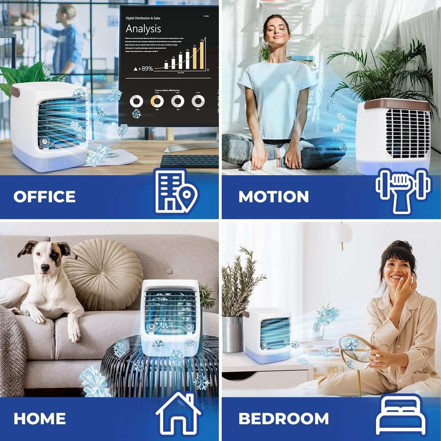 ChillWell 2.0 Evaporative Air Cooler - 4-Speed Mini Portable Swamp Coolers with Humidifier | Indoor Personal Cooling Unit for Bedroom, Home Office, and Camping | USB-Rechargeable, Easy Setup