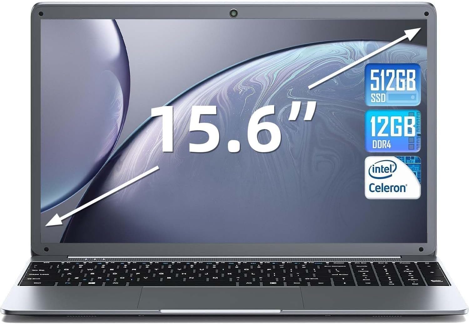 SGIN Laptop 15.6 Inch, 12GB DDR4 512GB SSD Laptops with Intel Celeron N5095 Processor,2.4/5.0G WiFi, FHD 1920x1080, 2xUSB 3.0, Bluetooth 4.2