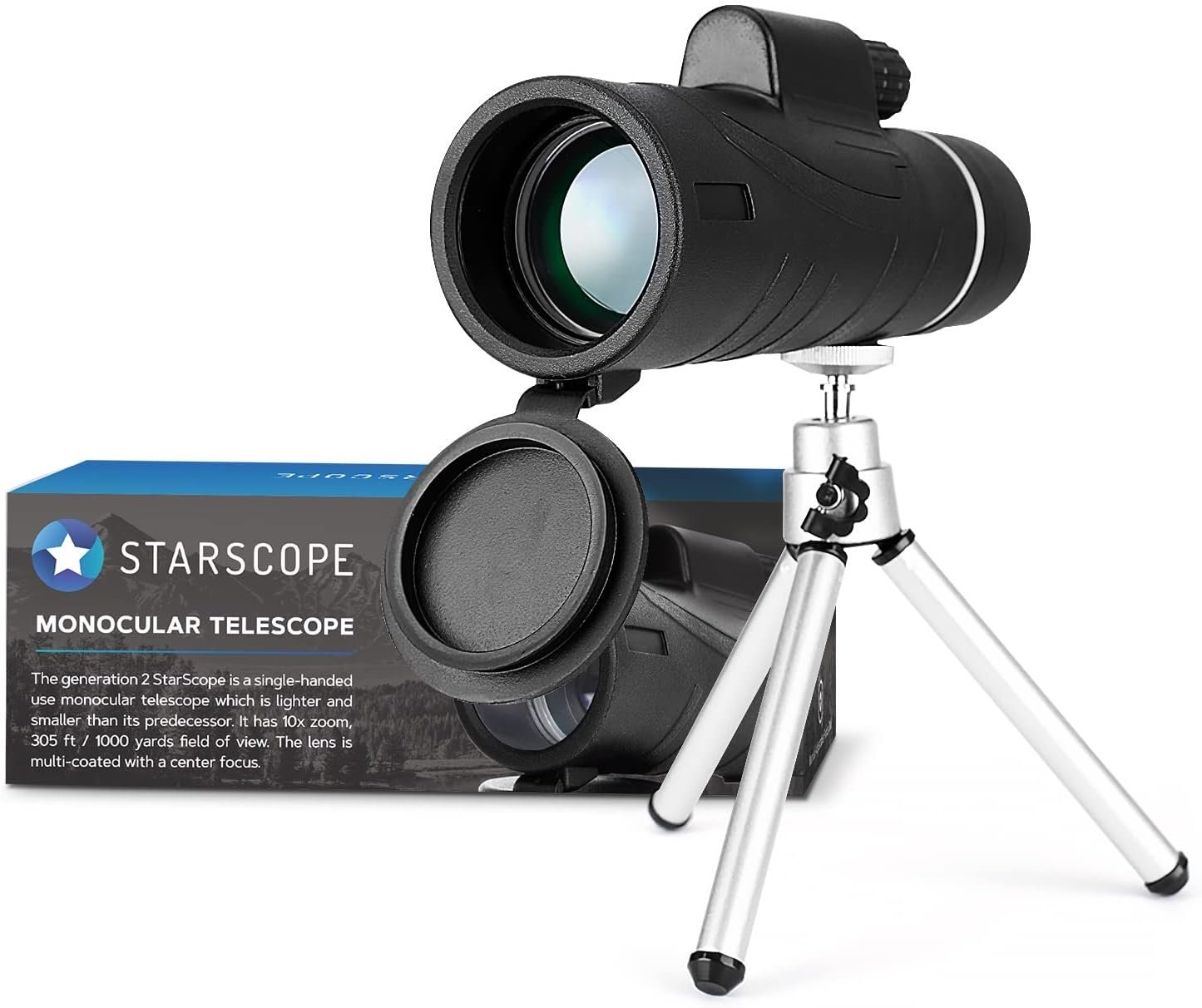 STARSCOPE Monocular Telescope for Smartphones - 10X Monocular for iPhone and Android | Portable Monoculars for Adults and Kids | Monocular Telescope for Smartphone with 305 ft/1000 yd Field of View