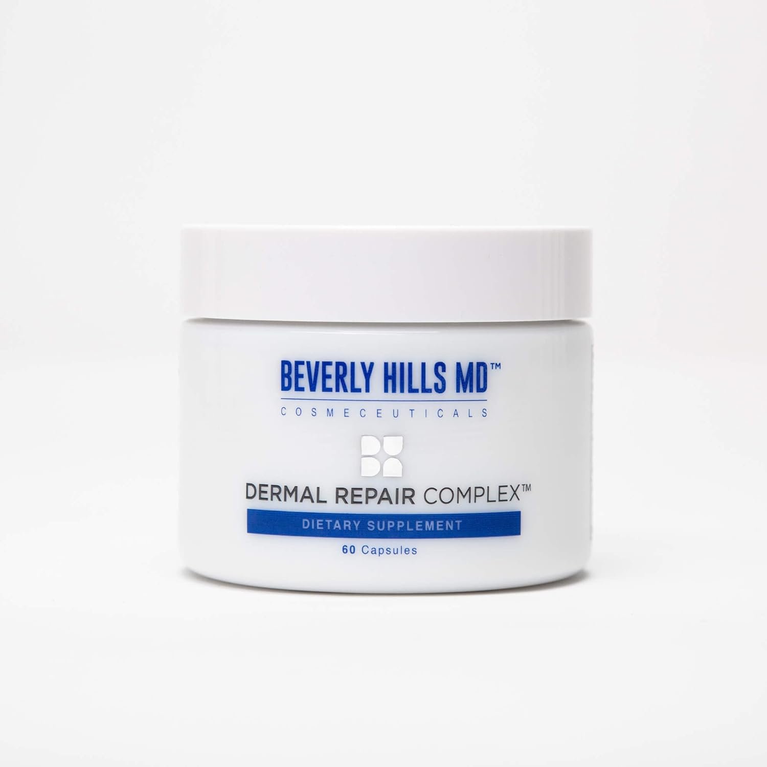 Beverly Hills MD Dermal Repair Complex- Tighten Skin  Reduce Wrinkles, Anti-Aging Supplement for Smooth, Plump Skin- Hyaluronic Acid, Hydrolyzed Collagen, Saw Palmetto, Vitamins A,B, MSM- 60 Capsules