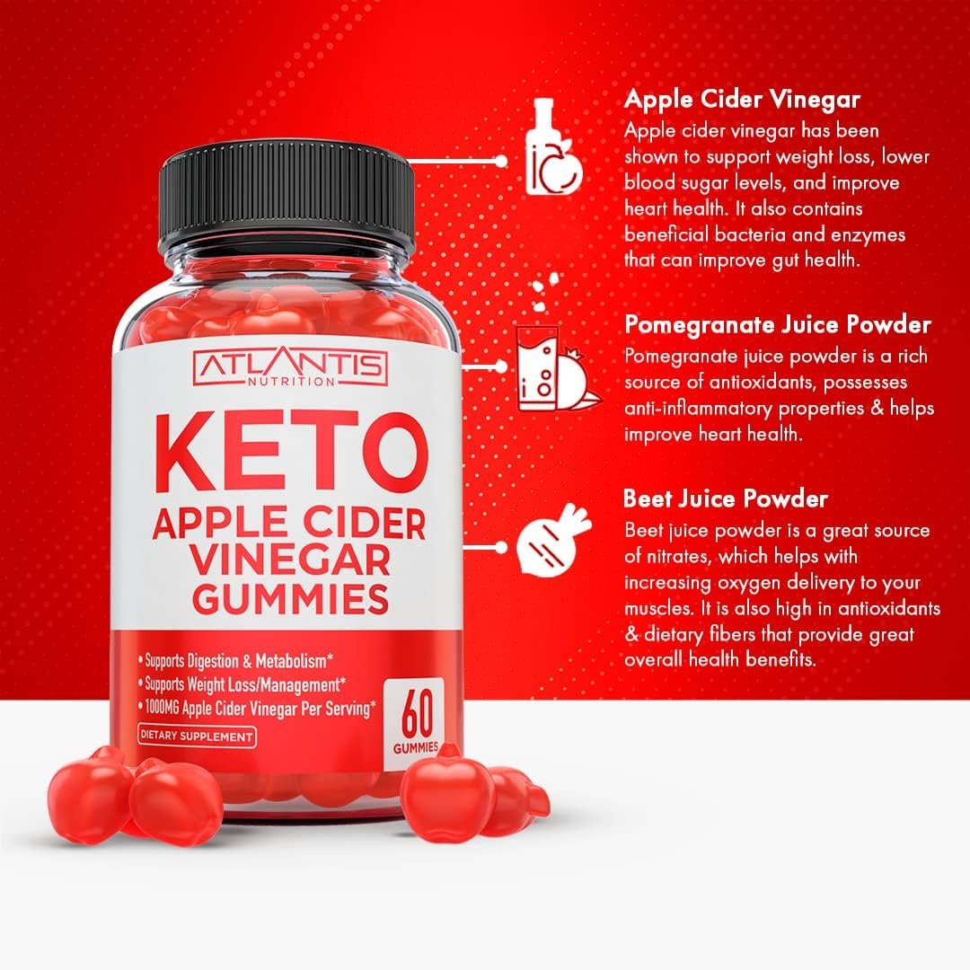 Keto ACV Gummies for Weight Loss - Apple Cider Vinegar Keto ACV Gummies Formulated to Support Advanced Weight Loss, Digestion, Detox  Cleansing. Made with 1000MG ACV Per Serving - 60 Gummies