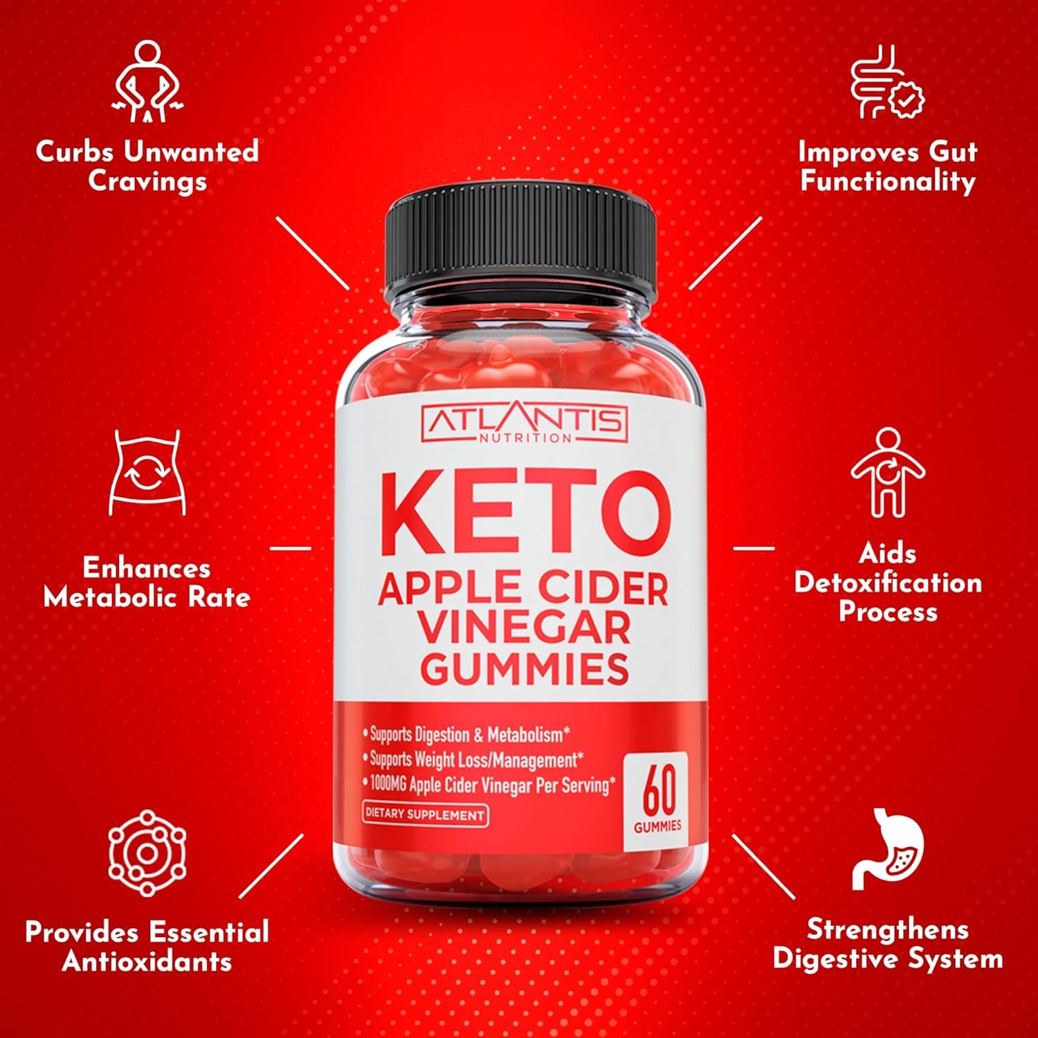 Keto ACV Gummies for Weight Loss - Apple Cider Vinegar Keto ACV Gummies Formulated to Support Advanced Weight Loss, Digestion, Detox  Cleansing. Made with 1000MG ACV Per Serving - 60 Gummies