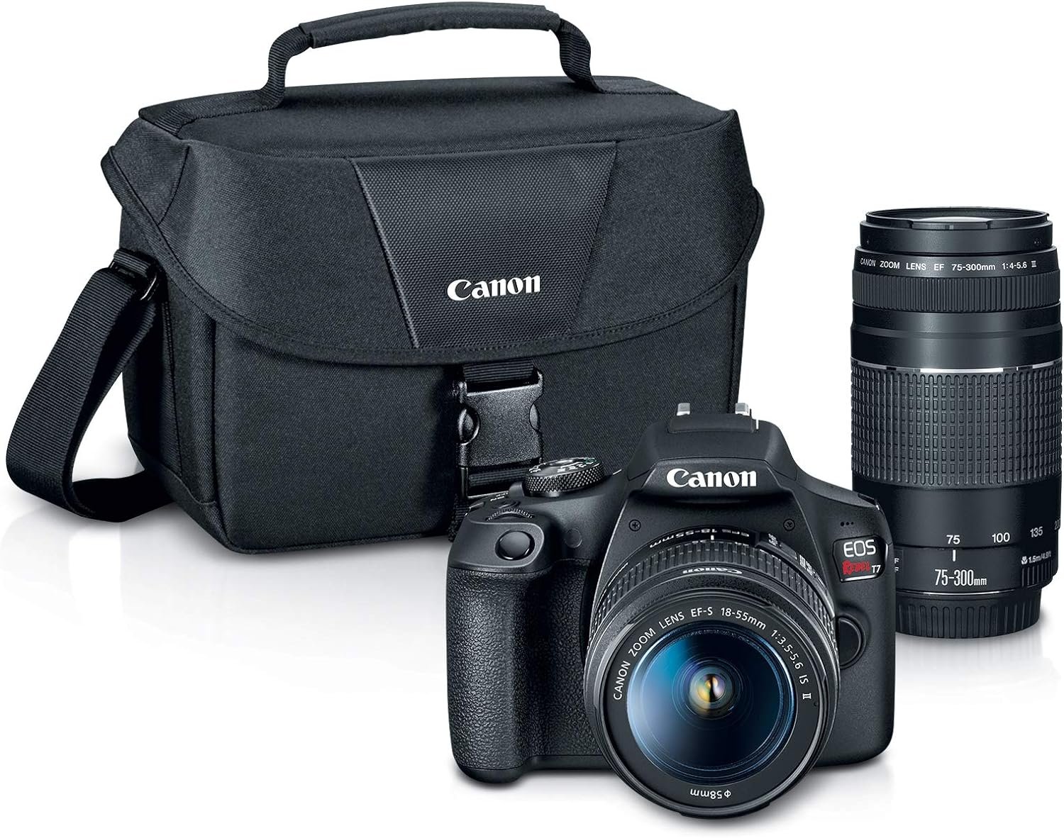 Canon EOS Rebel T7 DSLR Camera|2 Lens Kit with EF18-55mm + EF 75-300mm Lens, Black